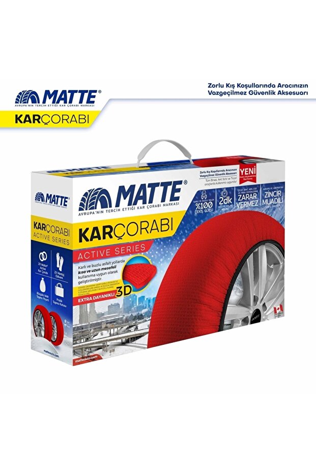 Matte Active Series Auto Car Tire Anti Skid Snow Sock Red Medium