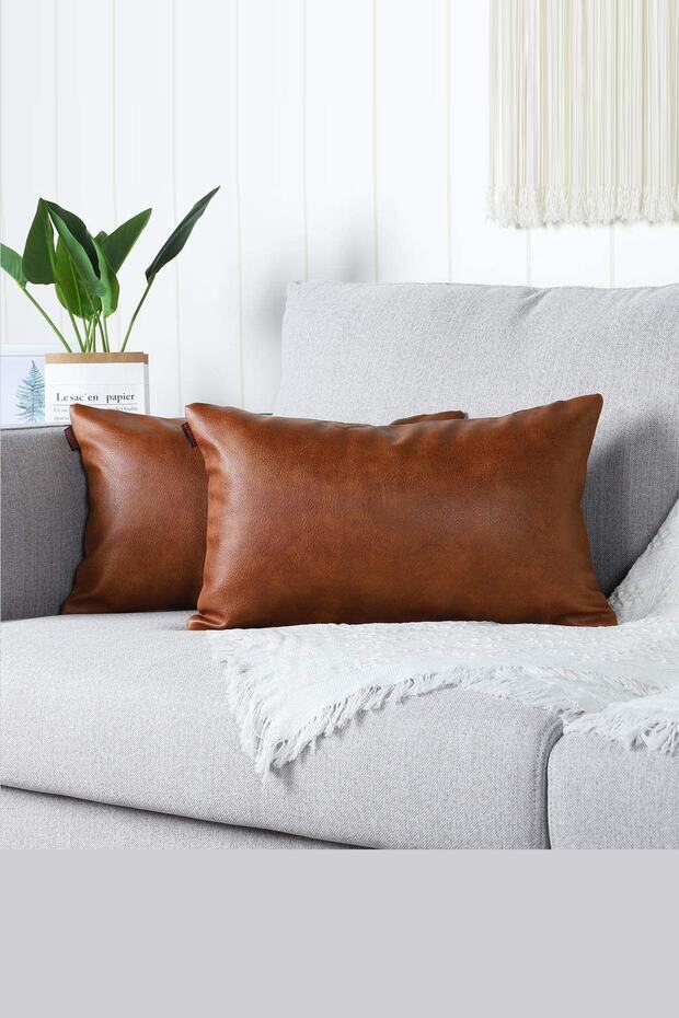 Mossel Dikdörtgen Taba Deri Kırlent - 1