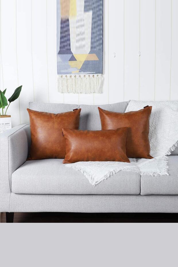 Mossel Dikdörtgen Taba Deri Kırlent - 2