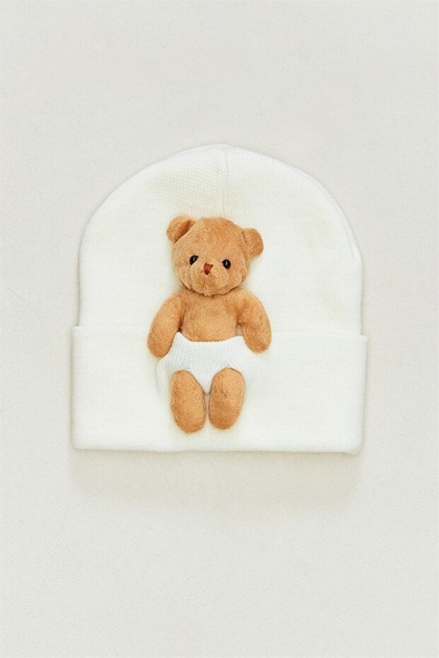 Unisex Teddy Bear Figured 1-4 Years Knitwear Beret