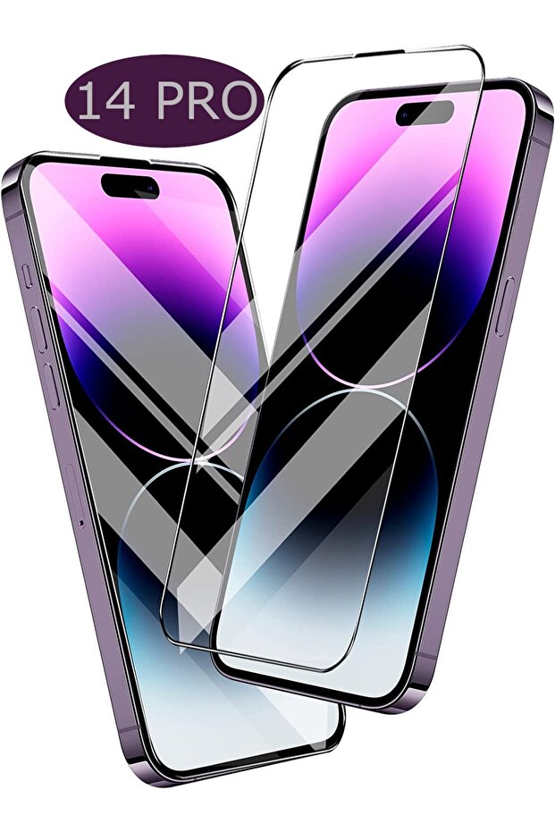 واقي شاشة متوافق مع iPhone 14 Pro (6.1') عالي الدقة بتغطية كاملة 5D حماية كاملة من الزجاج المقوى