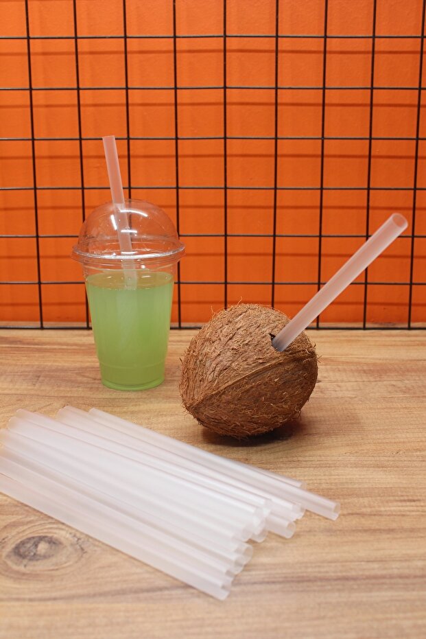 Wide Thick Pipette - Bubble Tea, Smoothie, Milkshake, Frozen Compatible 50 Pieces Transparent Color 21 cm 11mm