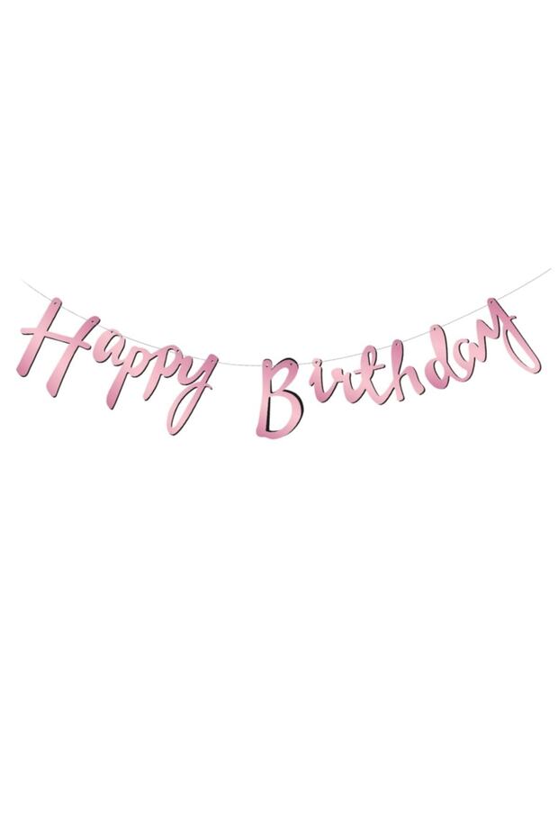 Happy Birthday Text Banner Pink Birthday