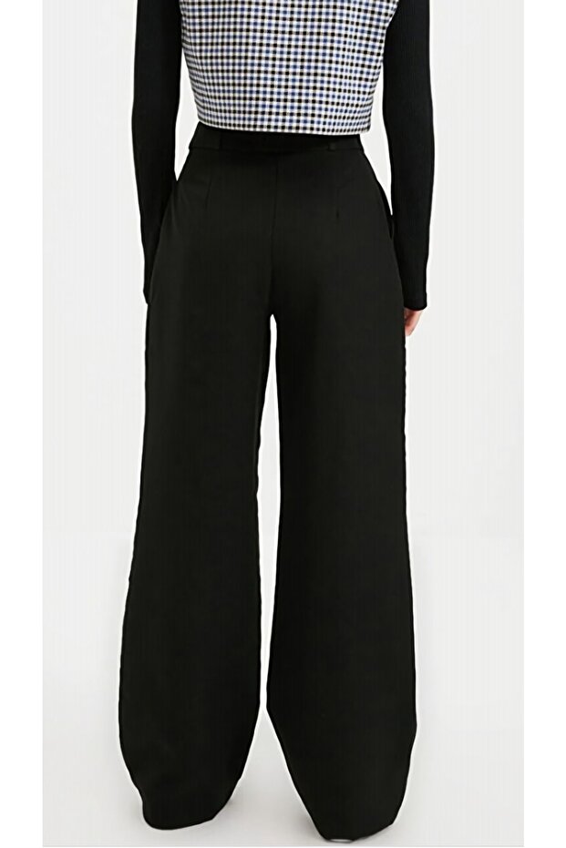 High Waist Lycra Black Jeans Stretchy Wide Leg Jeans