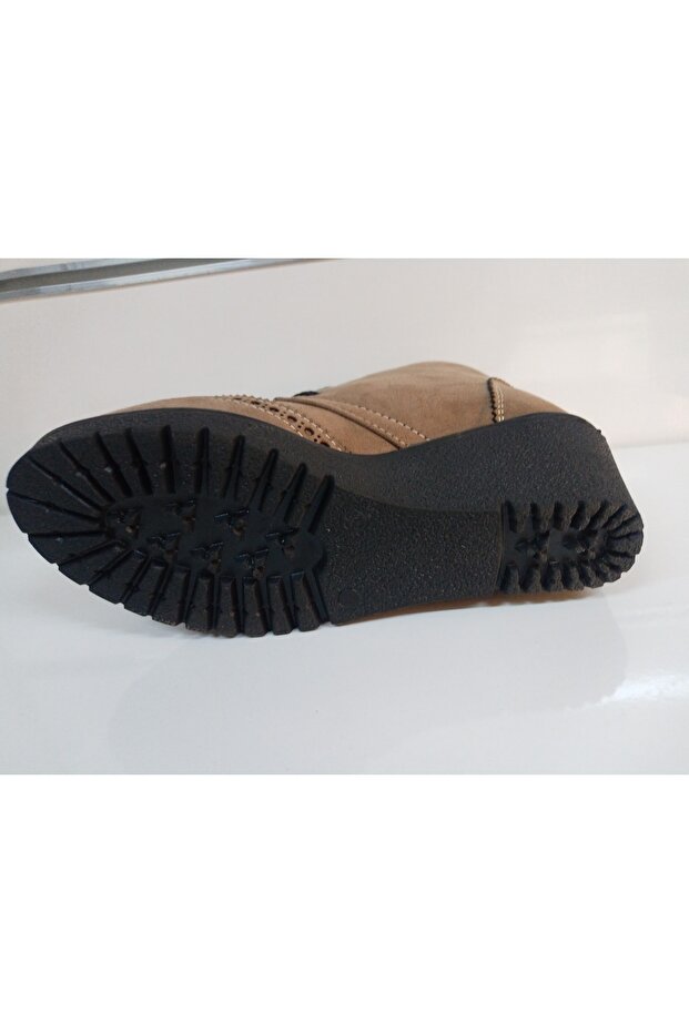 Dolgu Taban Süet Bağcıklı Bot - 5