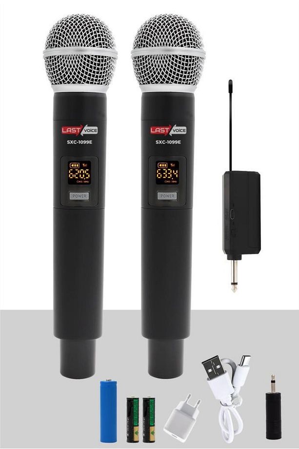 Sxc-1099e Şarjlı Çiftli El Telsiz Kablosuz Mikrofon Uhf - 1