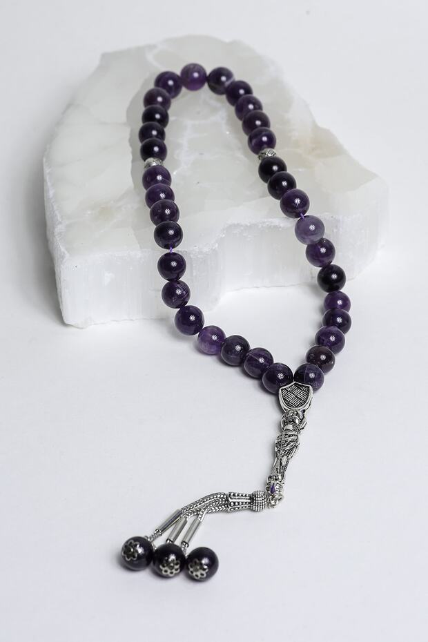 Amethyst Sphere Cut 10 mm Natural Stone Rosary