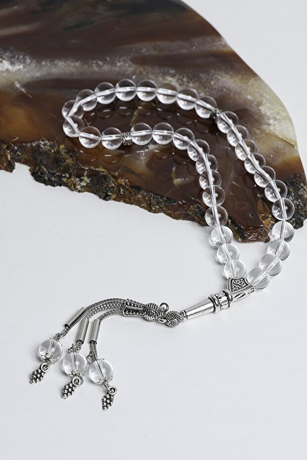 Crystal Quartz Sphere Cut 8 mm Natural Stone Rosary