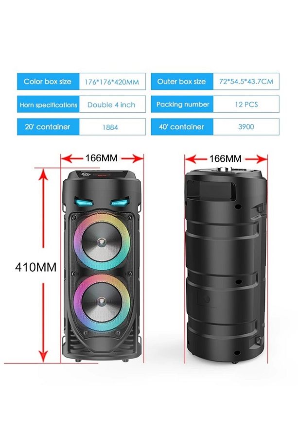Mikrofonlu Bluetooth Hoparlör Led Işıklı Sd Kart Fm Usb Ve Mikrofon Girişli Speaker - 2