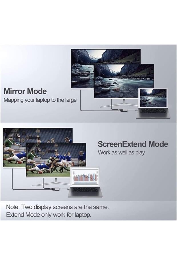 Type-c Hdmi Vga Usb 3.0 Type 4in1 Video Dönüştürücü Veri Aktarım Usb Adaptör Notebook Macbook Uyumlu - 7