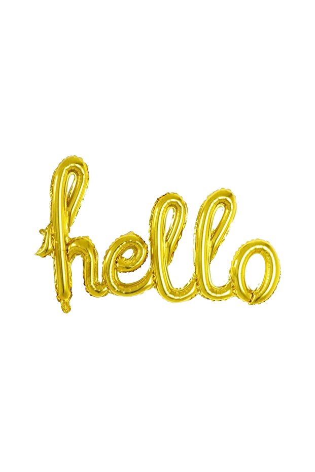 بالون من رقائق معدنية ذهبية مكتوب عليها Hello