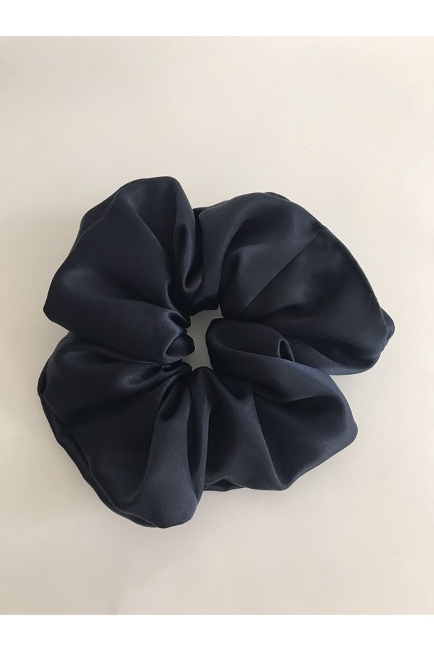 Women's Navy Blue Satin Scrunchie Simit Buckle