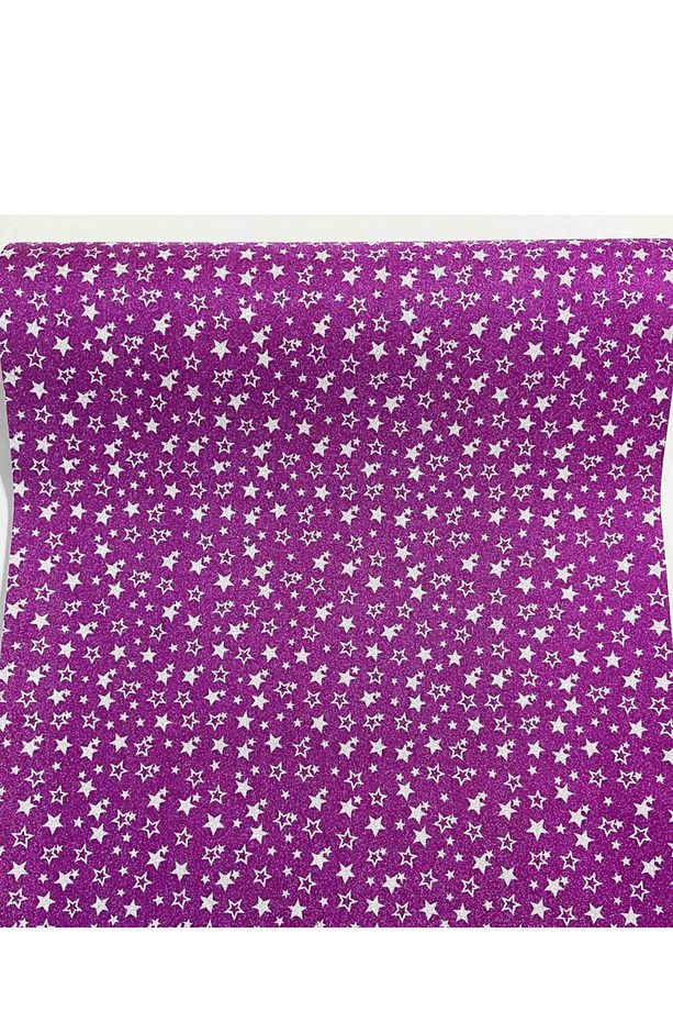 Pembe Simli Yıldız Desenli Parlak Dekoratif Yapışkanlı Folyo Kaplama Kağıt 45 Cm X 1 Metre - 1