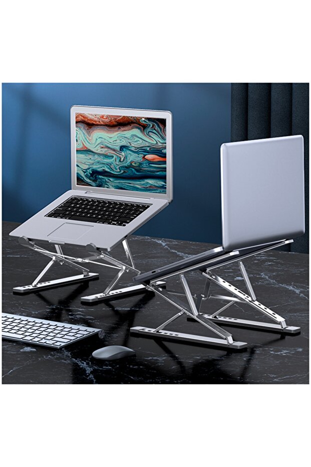 Mc N8 Metal High Macbook Notebook Adjustable Foldable Stand - 2