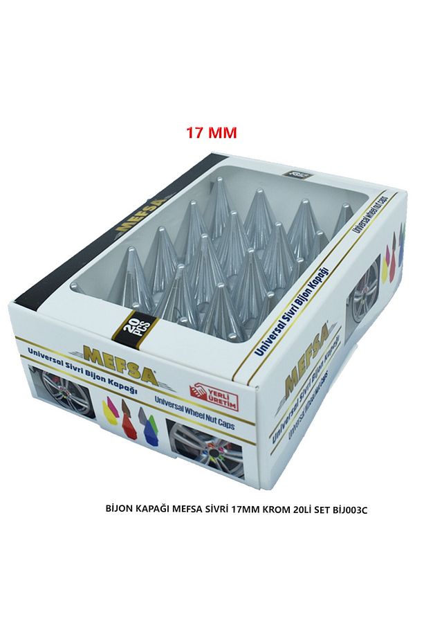 Sivri Bijon Kapağı A Kalite Bijon Kapağı Sivri 17 Mm Krom 20 Li Set (SÖKME APARATLI) - 3