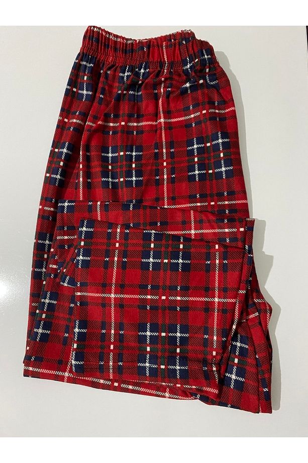 Ekose Süet Kışlık Pijama Tek Alt - 1