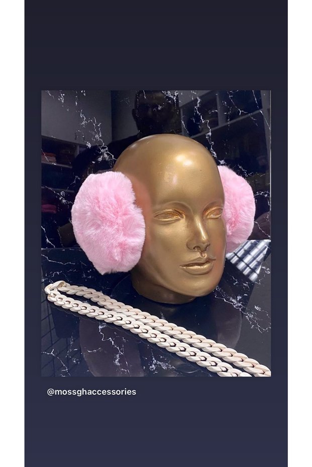 Pink-powder Pink Plush Furry Ear Warmer Furry Earmuff