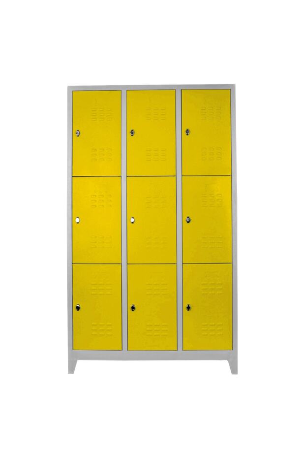 Ofis 9 lu Eko Soyunma Dolabı Gri-Sarı - 1