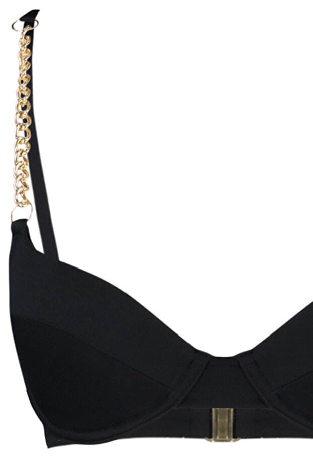 Siyah Aksesuarlı Balconette Kaplı Bikini Üstü TBESS22BU0047 - 8