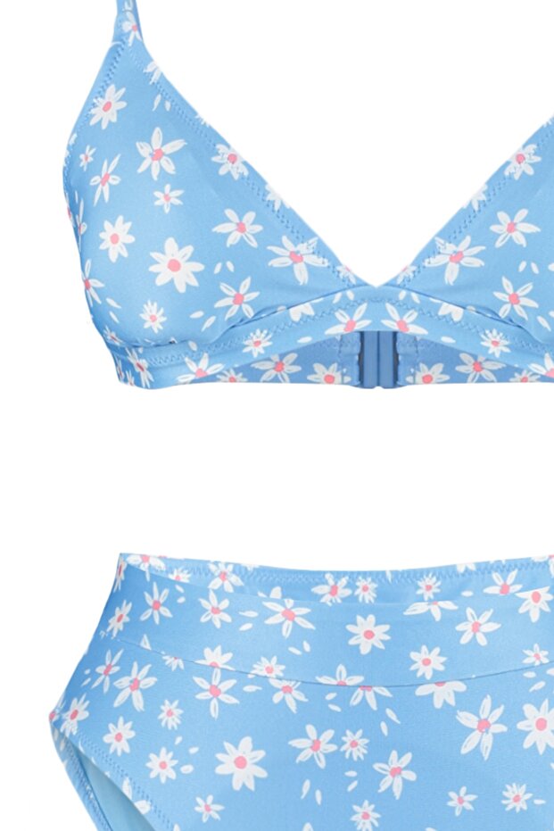 Çiçek Desenli Üçgen Kaplı Hipster Yüksek Bel Bikini Takımı TBESS22BT0016 - 7