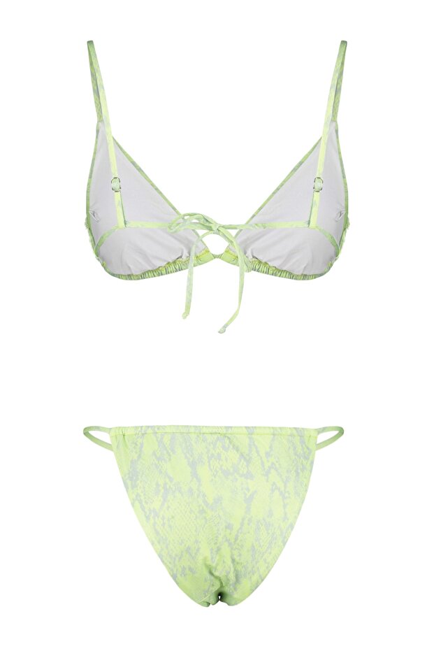 Yılan Desenli Tünelli Üçgen Kaplı Brazilian Düşük Bel Bikini Takımı TBESS22BT0046 - 8