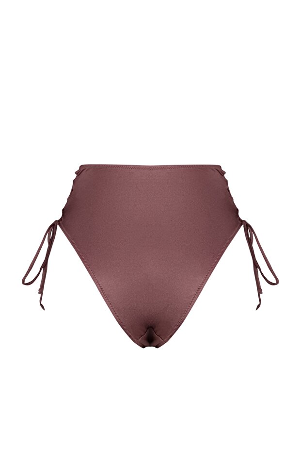 Kahverengi Biyeli Regular Yüksek Bel Bikini Altı TBESS22BA0044 - 8