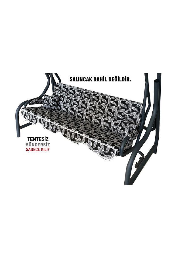 Süngersiz(tentesiz)salıncak Minder Seti 3 Kişilik Kılıf-siyah Tüy - 2