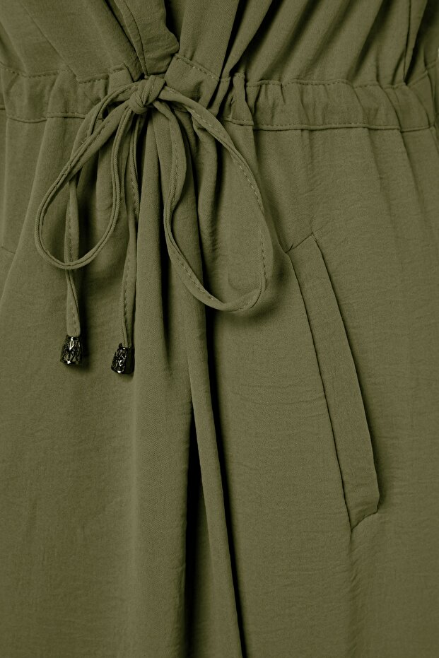 Khaki Tie Detailed Woven Wear-Out Cap & Ferace TCTSS21CE0400 - 7