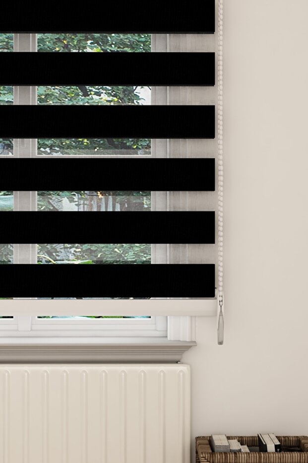 Siyah Bambu Zebra Perde - 2