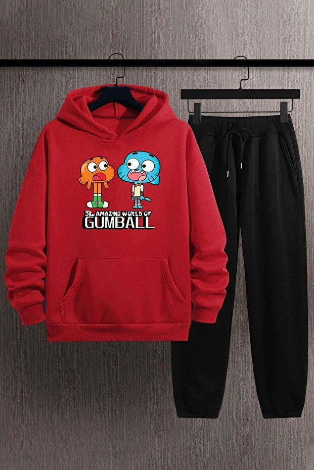 Unisex Special Design Gumball Printed Top Bottom Tracksuit Set