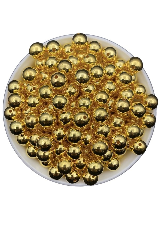 12mm Gold-Golden Yellow Ccb Metalized Metal Look Plastic Beads, Jewelry Beads (100Gr,~95 Pieces)