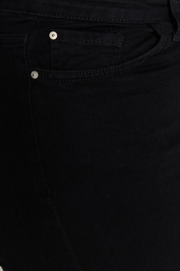 Siyah Yüksek Bel Pis Uç Detaylı Geniş Paça/Wide Leg Comfort/Orta Esnek Jeans TBBSS23CJ00009 - 9