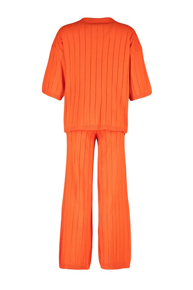 Pomarańczowy podstawowy zestaw wierzchni i dolny z dzianiny sztruksowej TWOSS23AU00029 - 9