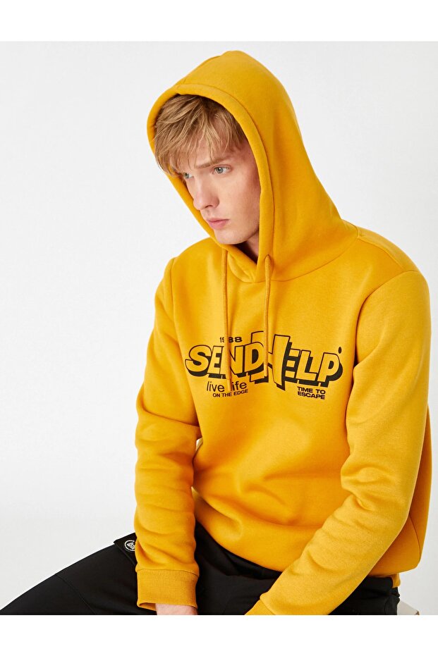 Baskılı Kapşonlu Sweatshirt - 1
