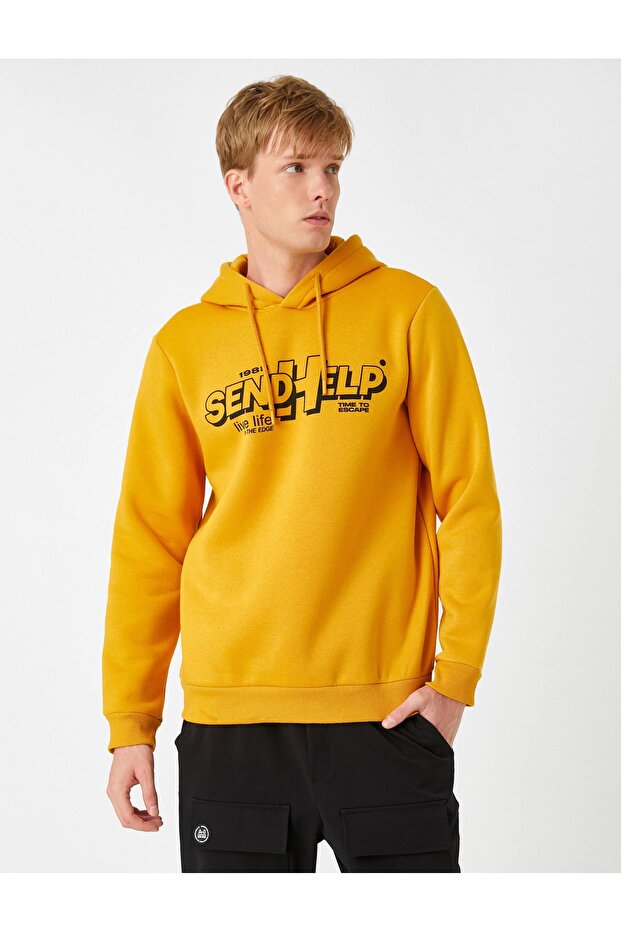 Baskılı Kapşonlu Sweatshirt - 3
