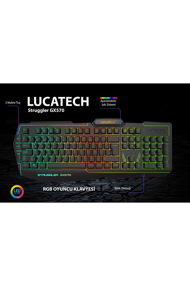 Struggler Gx570 Rgb Işıklı Q Usb Oyuncu Klavyesi - 3