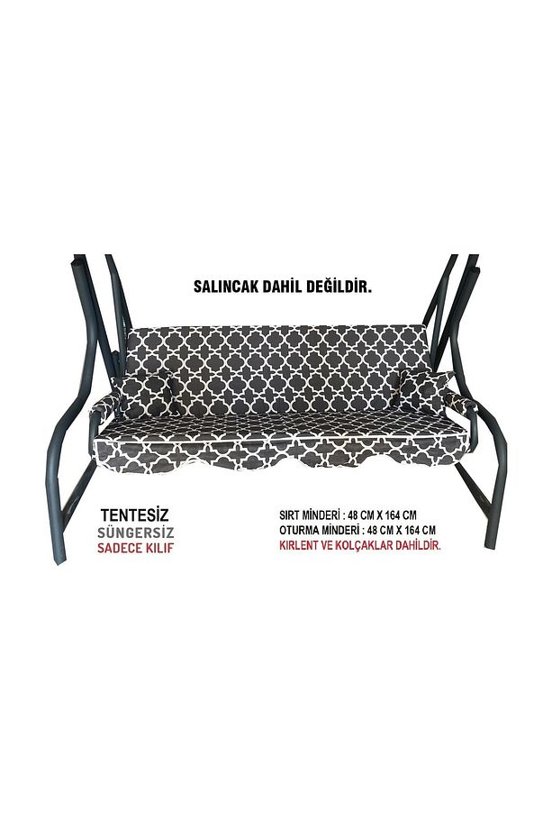 Süngersiz(tentesiz)salıncak Minder Seti 3 Kişilik Kılıf-karaçatı - 1