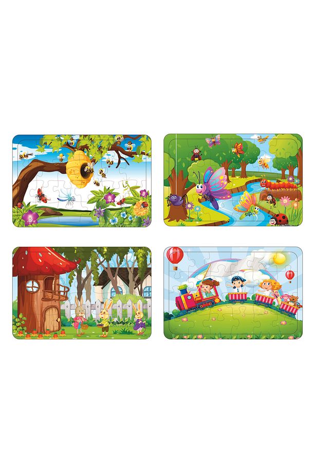 Puzzle 24 Parçalı Ahşap 4 Adet Puzzle - 1