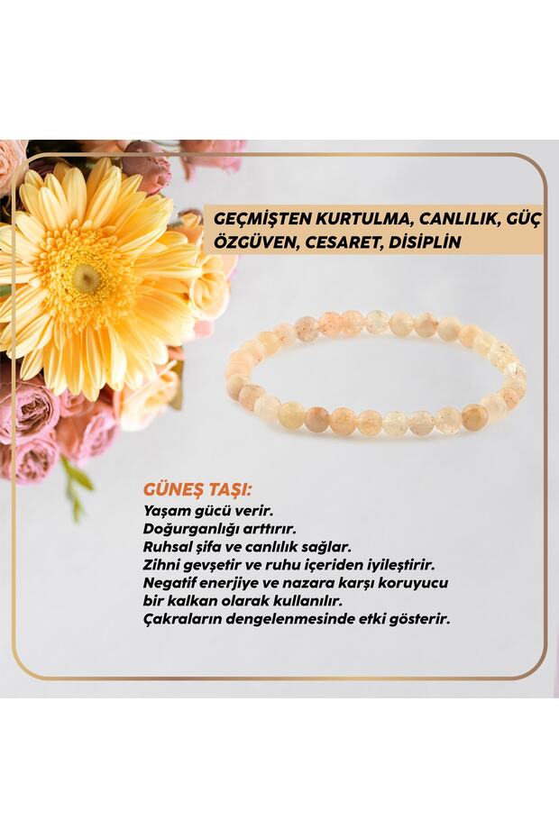 Certified Sunstone Natural Stone Bracelet 6 mm - B170