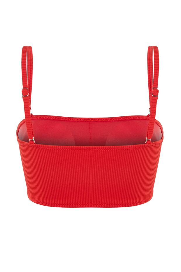 Kırmızı Straplez Dokulu Bikini Üstü TBESS21BU0061 - 8