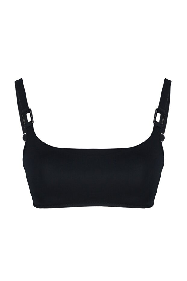 Siyah Aksesuarlı Bralette Kaplı Bikini Üstü TBESS21BU0166 - 5