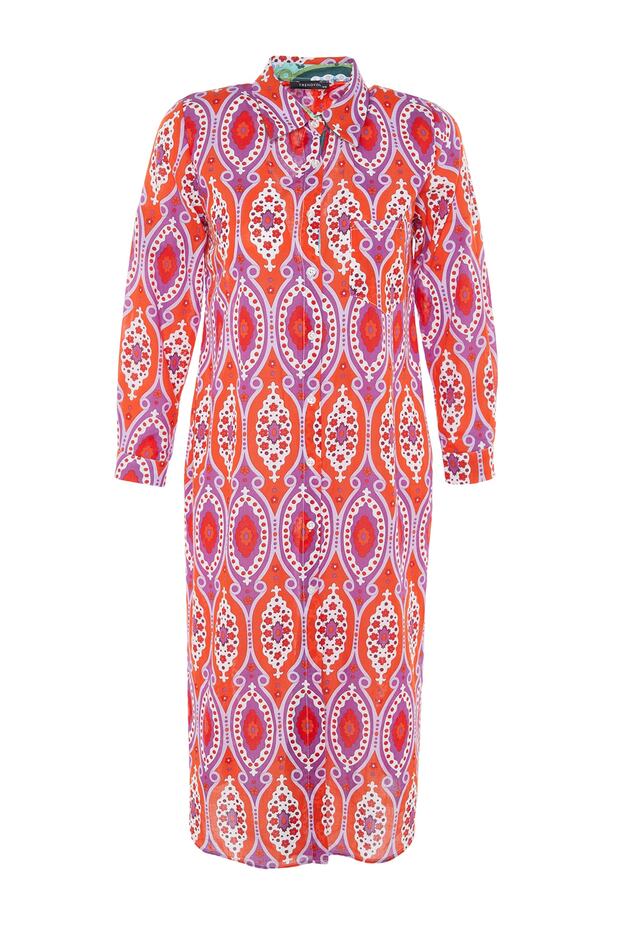 Etnik Desenli Dokuma %100 Pamuk Midi Plaj Kimono&Kaftan TBESS20KM0017 - 6