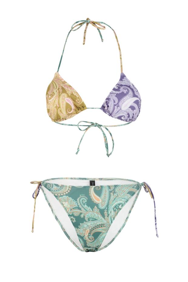 Şal Desen Üçgen Kaplı Regular Düşük Bel Bikini Takımı TBESS22BT0002 - 6