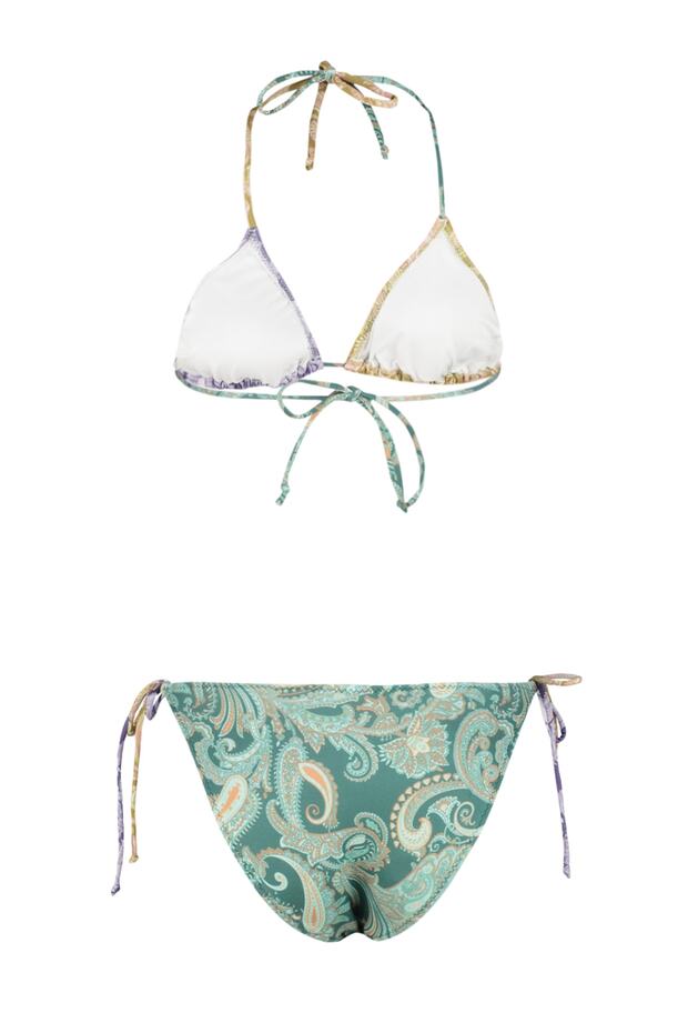 Şal Desen Üçgen Kaplı Regular Düşük Bel Bikini Takımı TBESS22BT0002 - 8