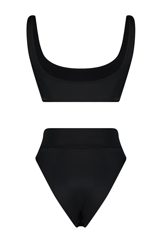 Siyah Bralette Yüksek Bel Regular Basic Bikini Takımı TBESS22BT0010 - 7