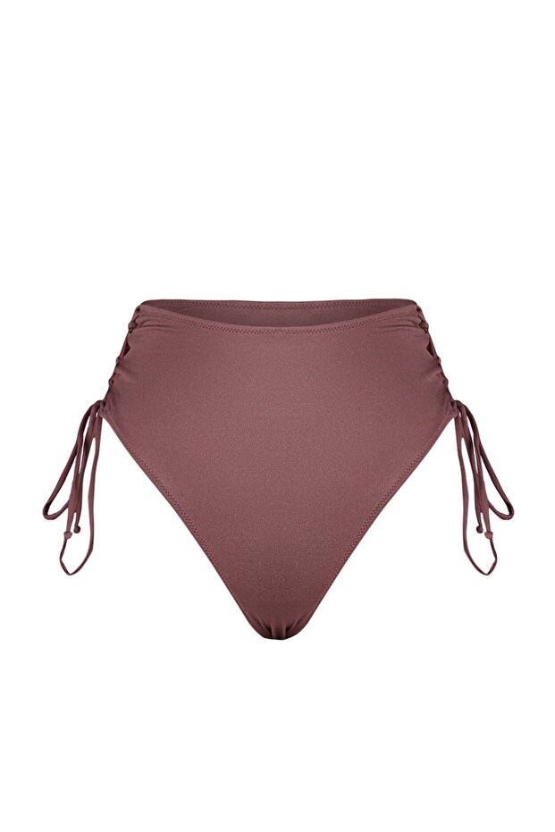 Kahverengi Biyeli Regular Yüksek Bel Bikini Altı TBESS22BA0044 - 6