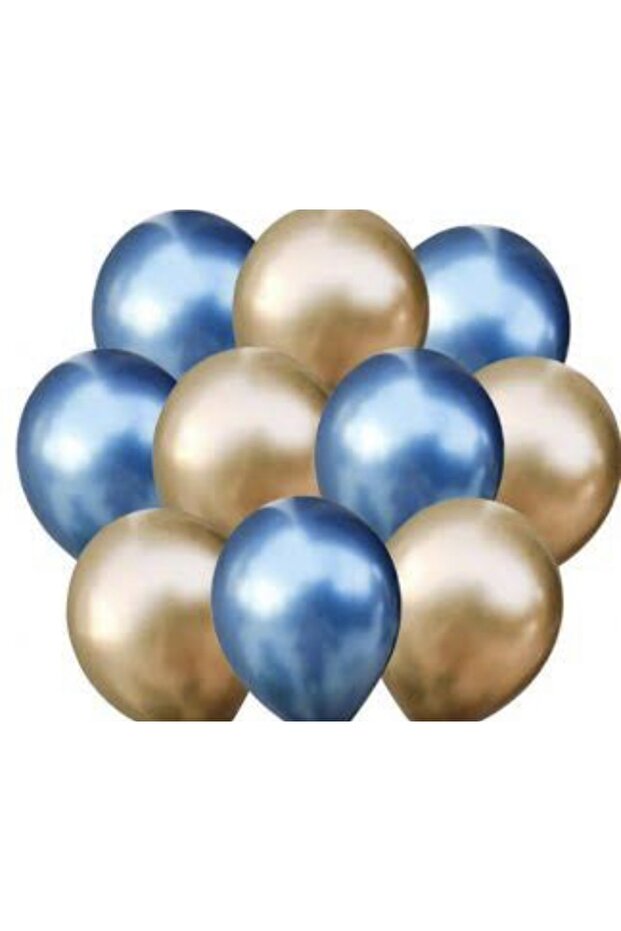 Blue Gold 5 Inch Mini Chrome Balloon 20 Pieces