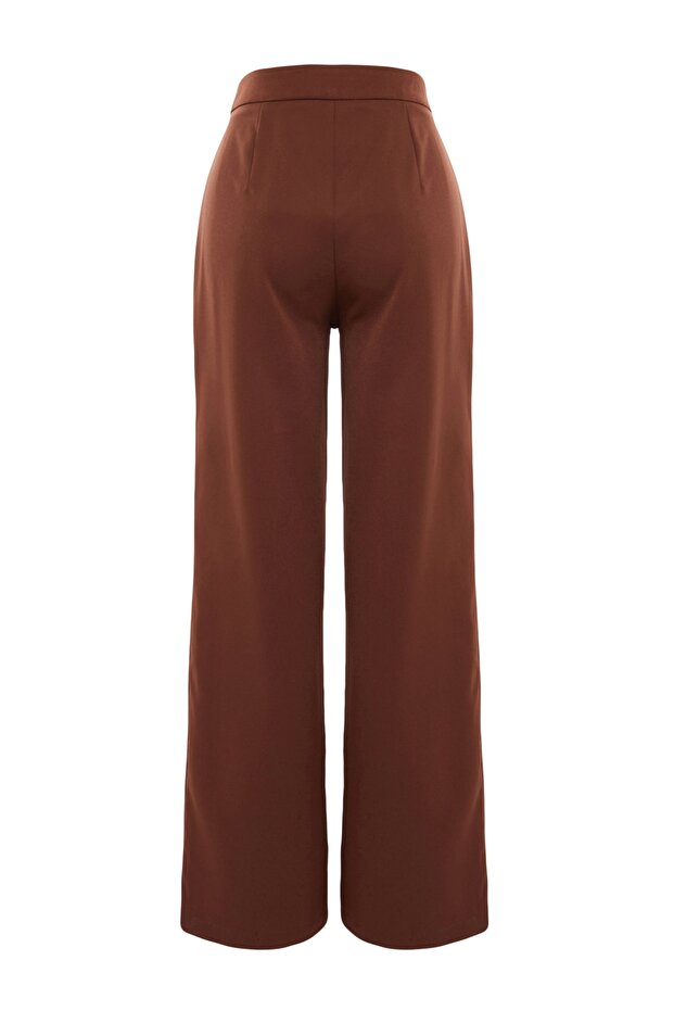 Kahverengi Wide Leg/Geniş Paça Dokuma Kumaş Pantolon TWOAW22PL0139 - 6