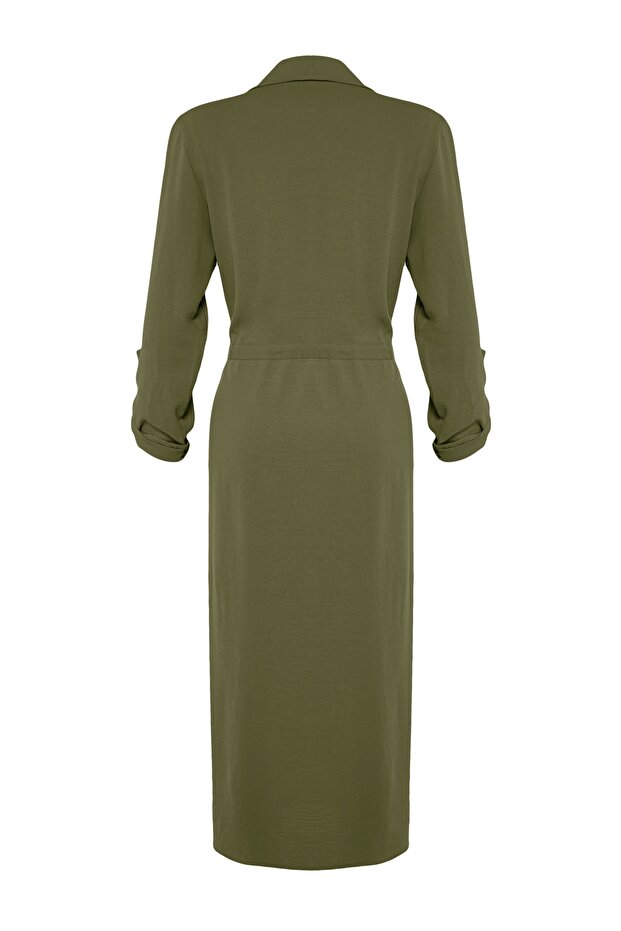 Khaki Tie Detailed Woven Wear-Out Cap & Ferace TCTSS21CE0400 - 8