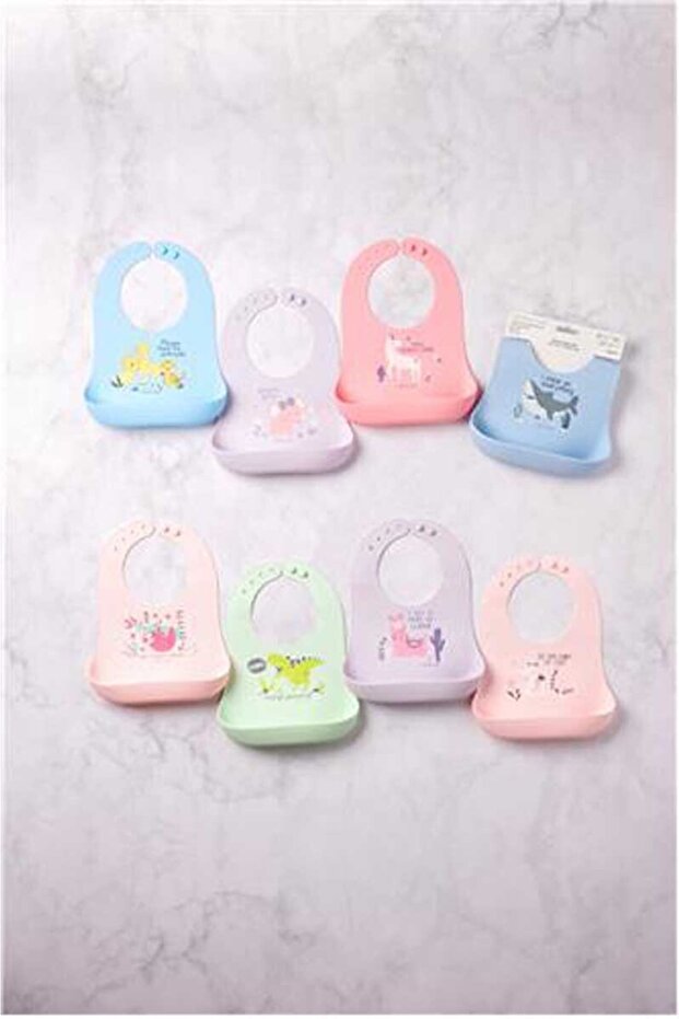 Silicone Baby Bib Zoo Blue 6 Months+ - 3